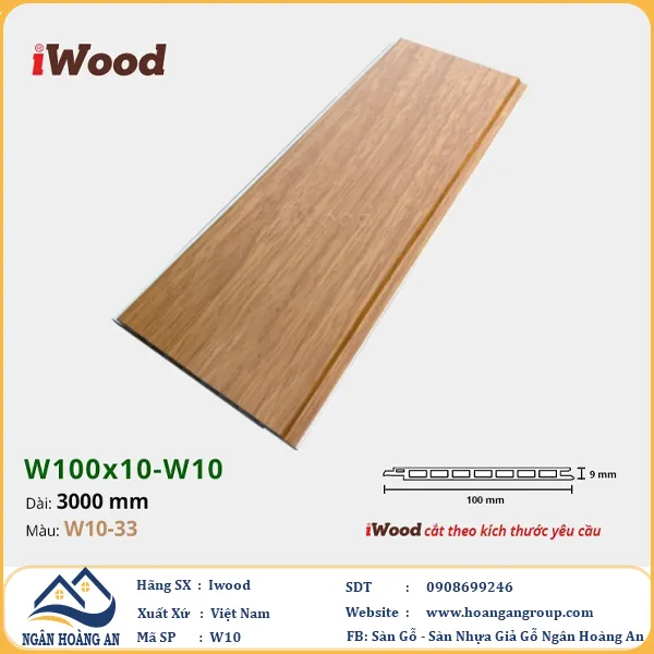 Tấm Nano Hèm V Giả Gỗ Ốp Tường Ốp Trần Iwood W10